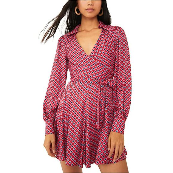 Free People It Takes Two Long Sleeve Minidress In Pop Combo - S - Picture 1 of 3